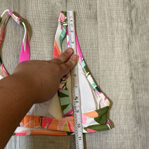 NWT Xhilaration Ribbed Bralette Bikini Top Small 0-2 Tropical Print Swimwear - Picture 15 of 16